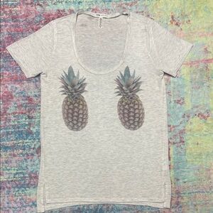 PINK Victoria's Secret Light Gray Pineapple Tee